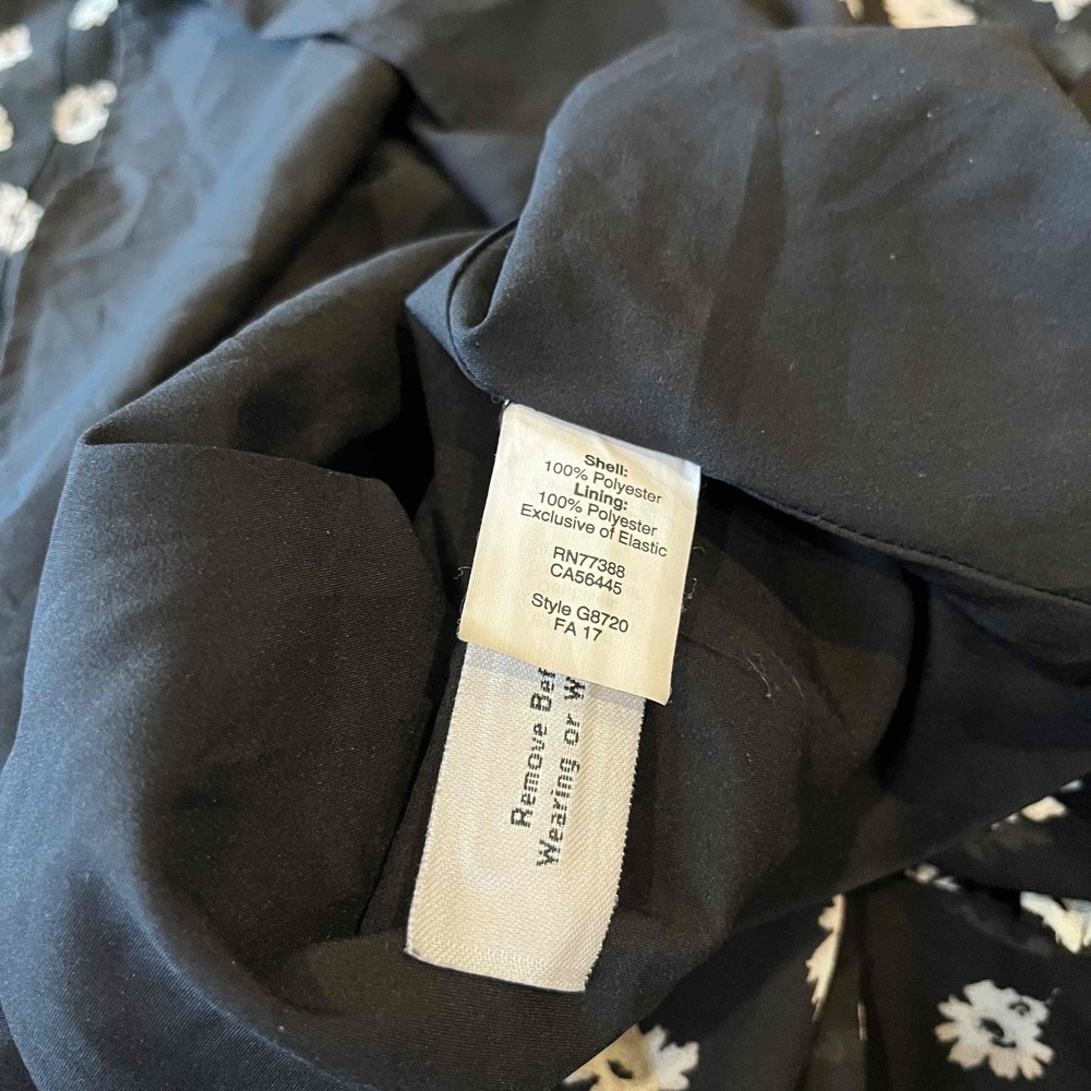 Madewell‎ Black Dress Floral Print Long Sleeve Ruffled Shoulder Detail Womens XS - Picture 4 of 7
